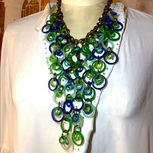 Pepita Anthropologie Blue Green Glass Necklace